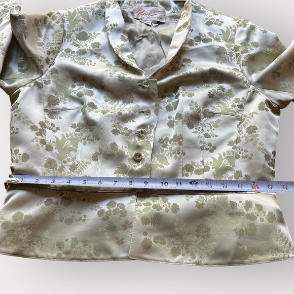 Rickie Freeman Teri Jon Nites Size 14 Light Green Brocade Vintage Blazer Jacket - Picture 15 of 16
